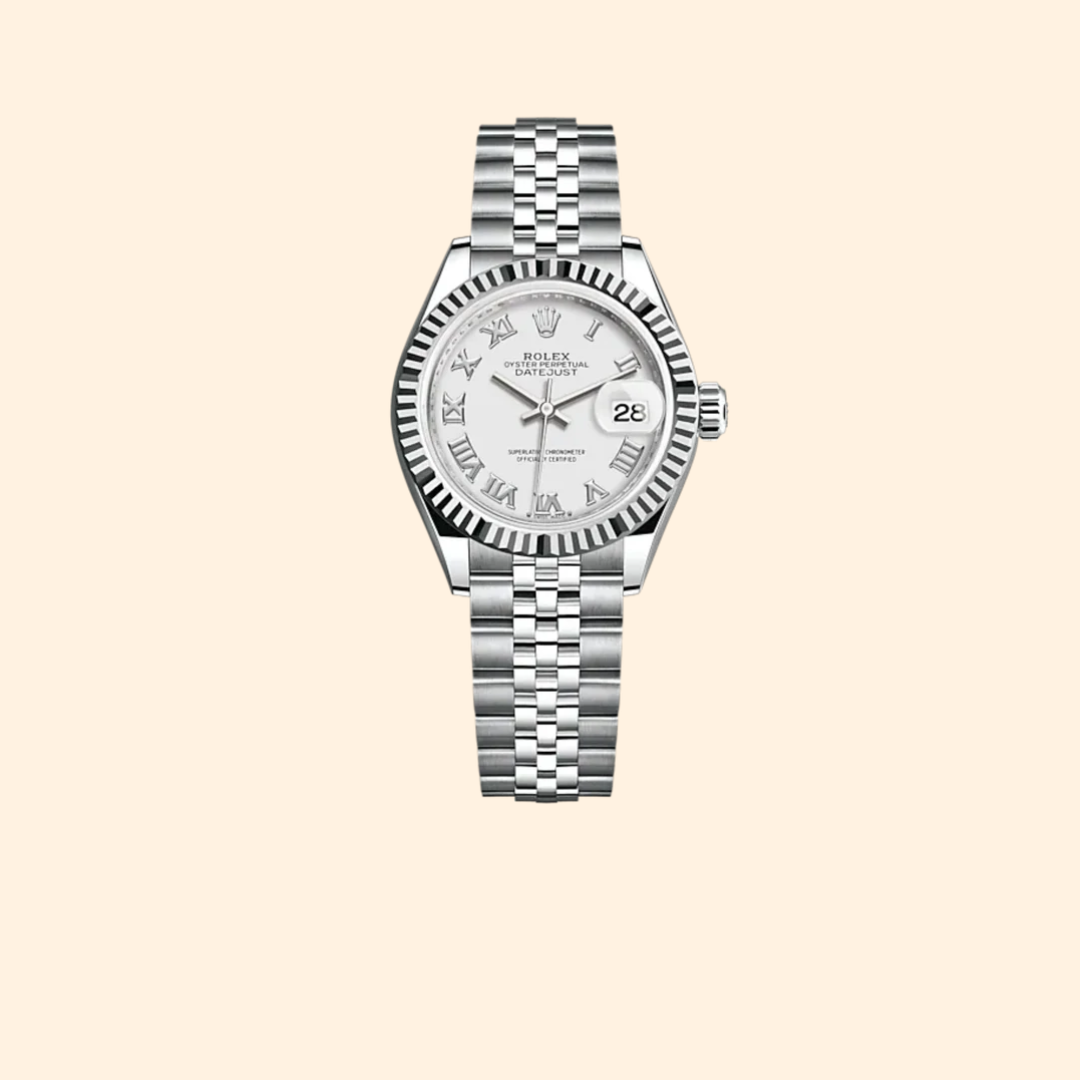 Rolex Lady-Datejust Ref. 279174 28 mm White Gold and Oystersteel with White Dial and Fluted Bezel