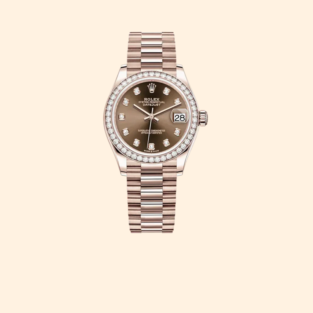 Rolex Datejust 31 Ref. 278285RBR 31 mm 18k Everose Gold with Chocolate Diamond-Set Dial