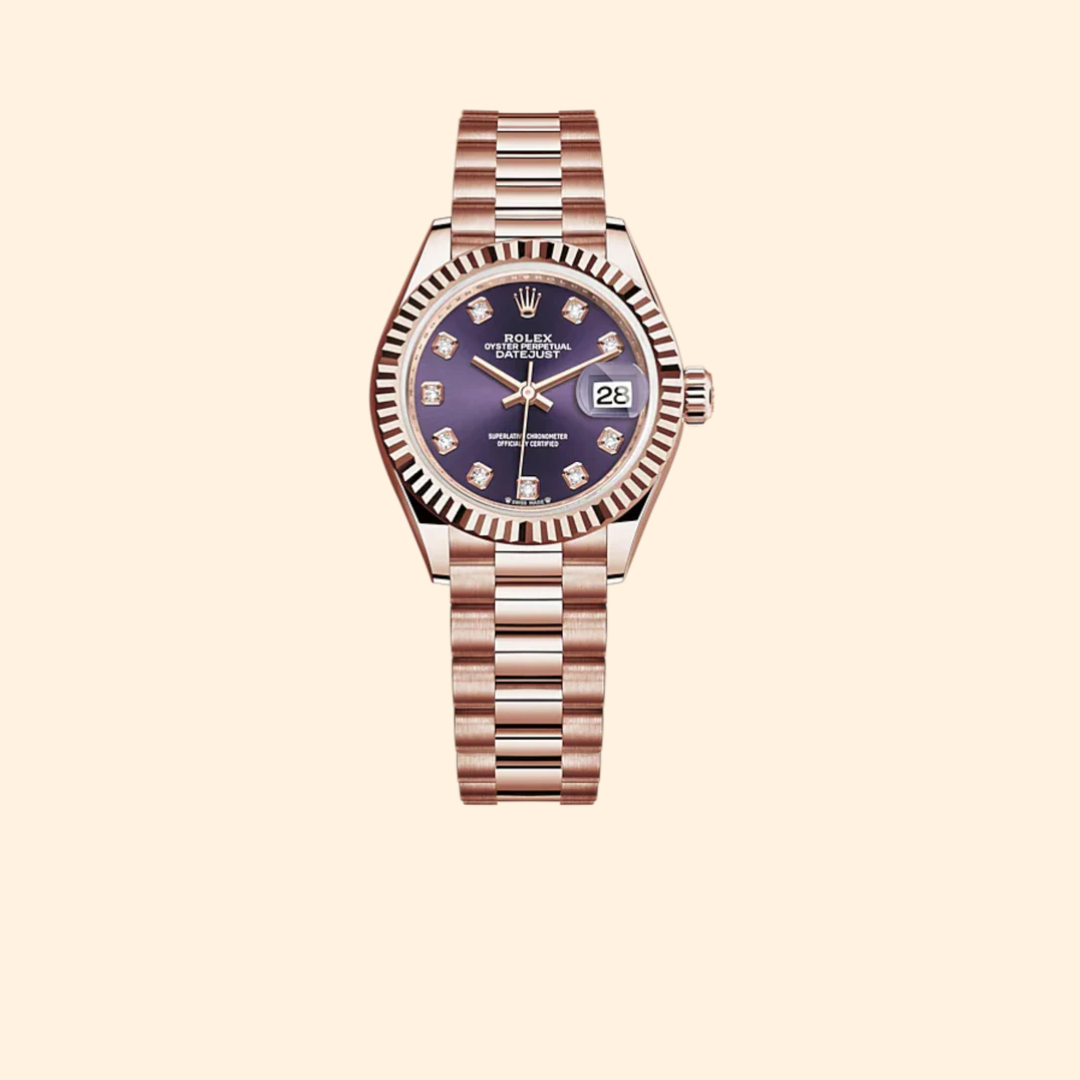 Rolex Lady-Datejust 279175 28 mm 18k Everose Gold with Aubergine Diamond-Set Dial