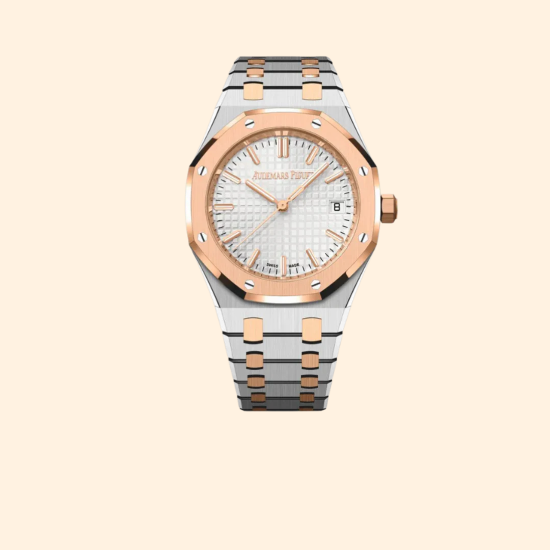 Audemars Piguet Royal Oak Ref. 77450SR.OO.1361SR.01 34 mm Two-Tone Stainless Steel & Rose Gold with White Dial “50th Anniversary”