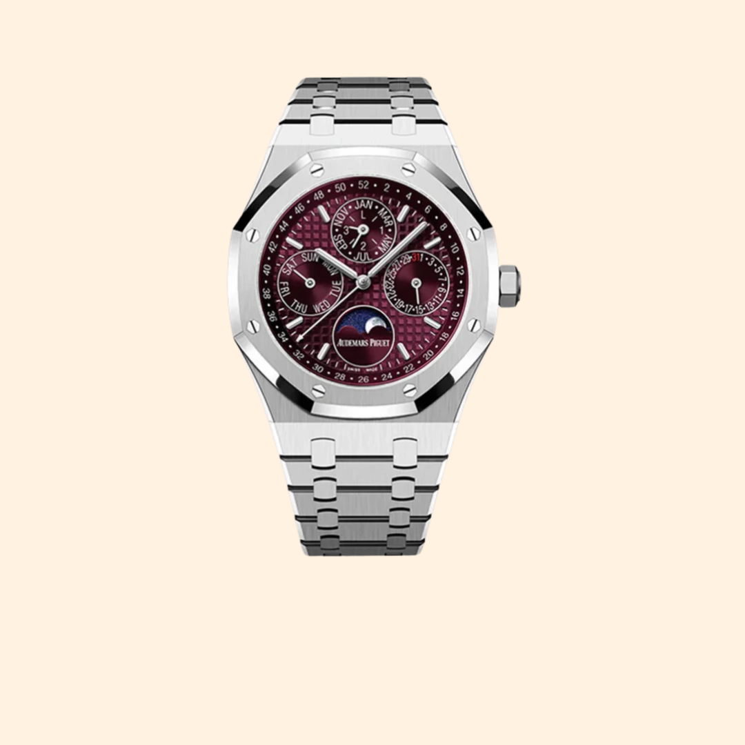 Audemars Piguet Royal Oak Ref. 26574BC.OO.1220BC.01 41 mm White Gold Perpetual Calendar Burgundy Dial (Special Edition)