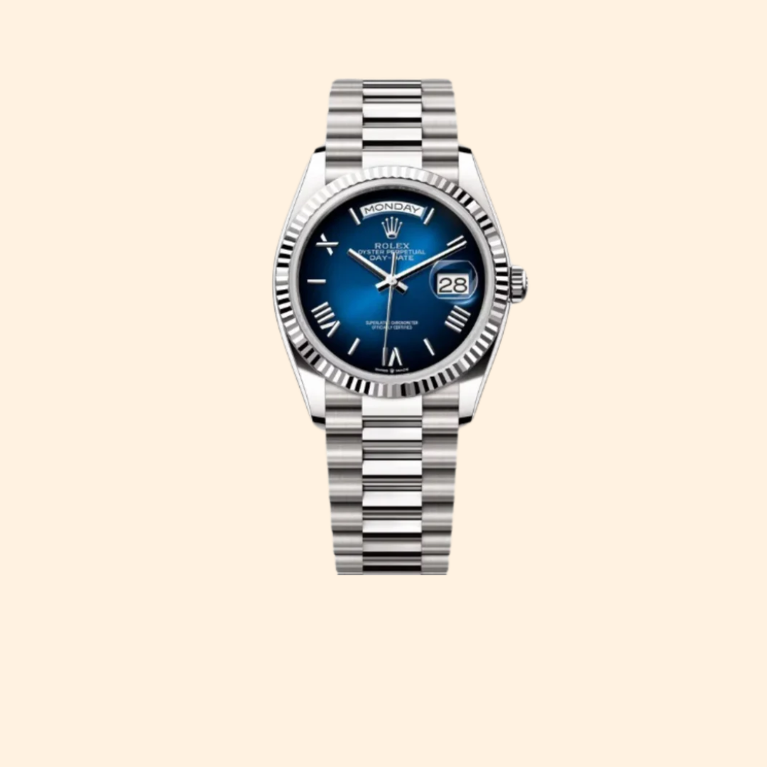 Rolex Day-Date Ref. 128239 36 mm White Gold with Ombré Blue Dial