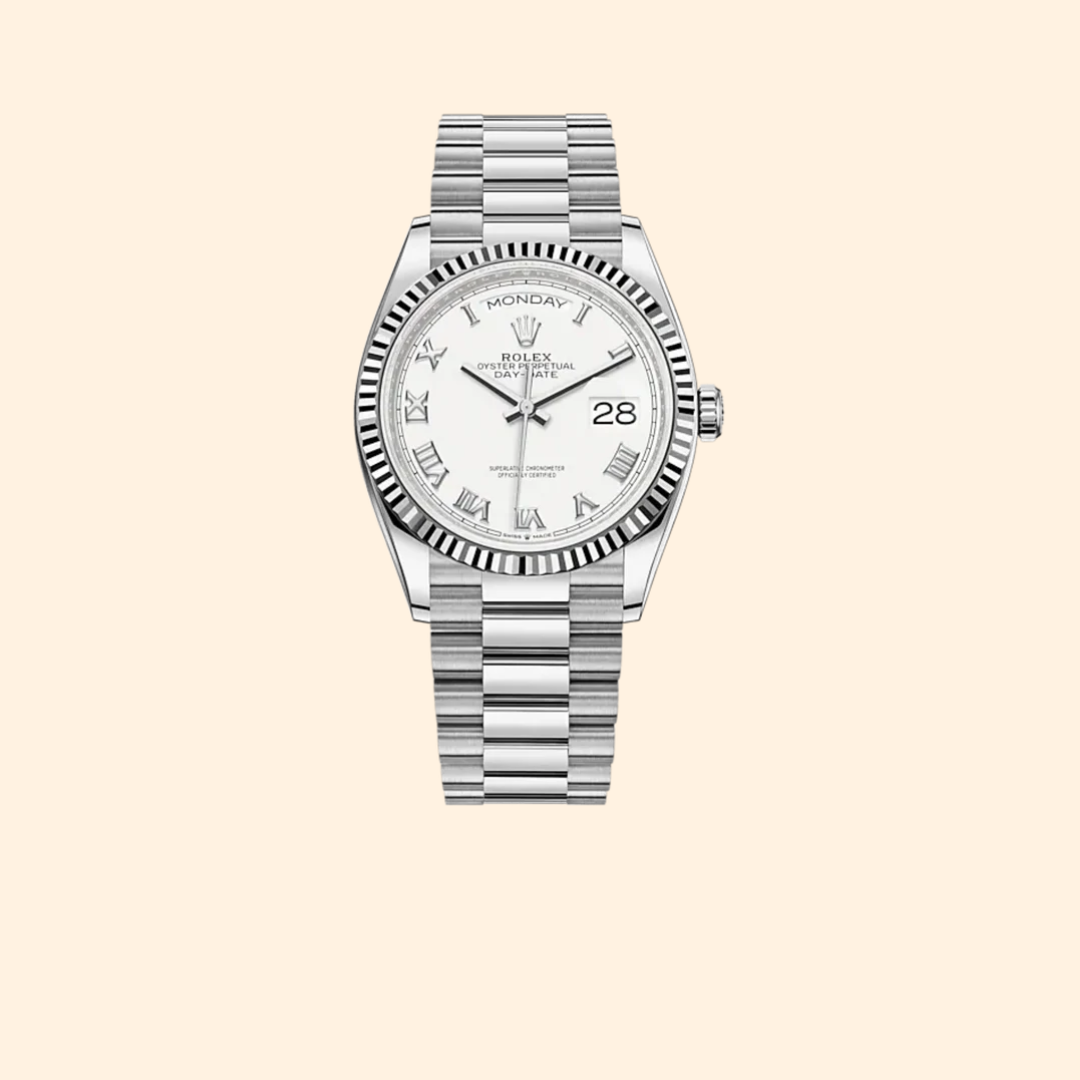 Rolex Day-Date 36 Ref. 128239 36 mm White Gold with White Roman Dial