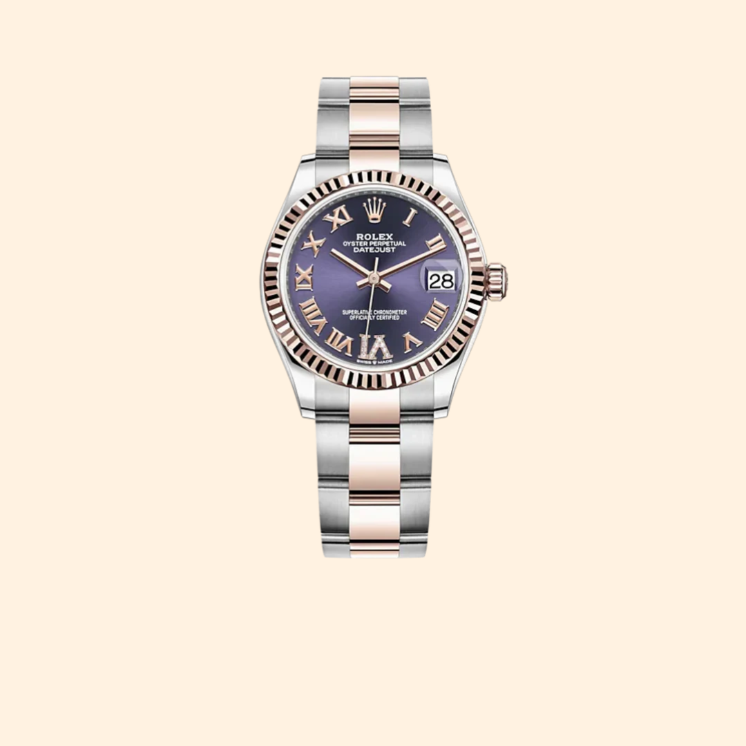 Rolex Datejust 31 Ref. 278271 31 mm Oystersteel & Everose Gold with Aubergine Diamond Dial