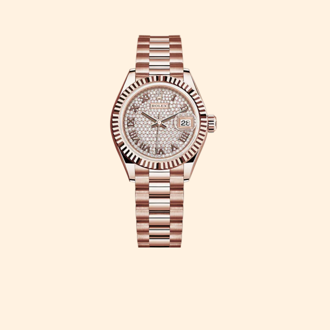 Rolex Lady-Datejust 279175 28 mm 18k Everose Gold with Diamond-Paved Dial