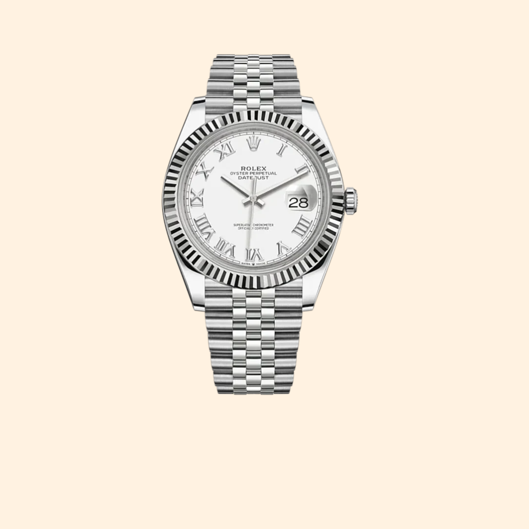Rolex Datejust Ref. 126334 – 41MM Stainless Steel & White Gold, White Roman Dial on Jubilee