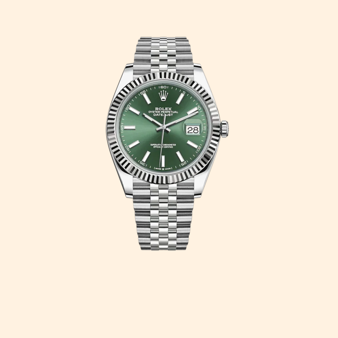 Rolex Datejust Ref. 126334 – 41MM Oystersteel & White Gold, Mint Green Dial on Jubilee
